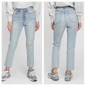 NWT $70 GAP Women 4 / 27 High Rise Distressed Vintage Slim Cropped Stretch Jeans